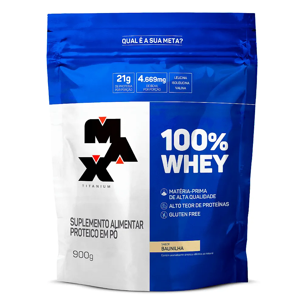 100% Whey Max Titanium 900g Refil — Max Titanium, foto 2 de 2