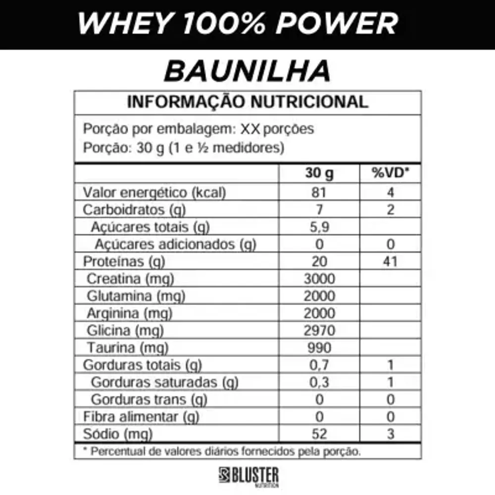 Whey 100% Power 900g — Bluster Nutrition, foto 3 de 4